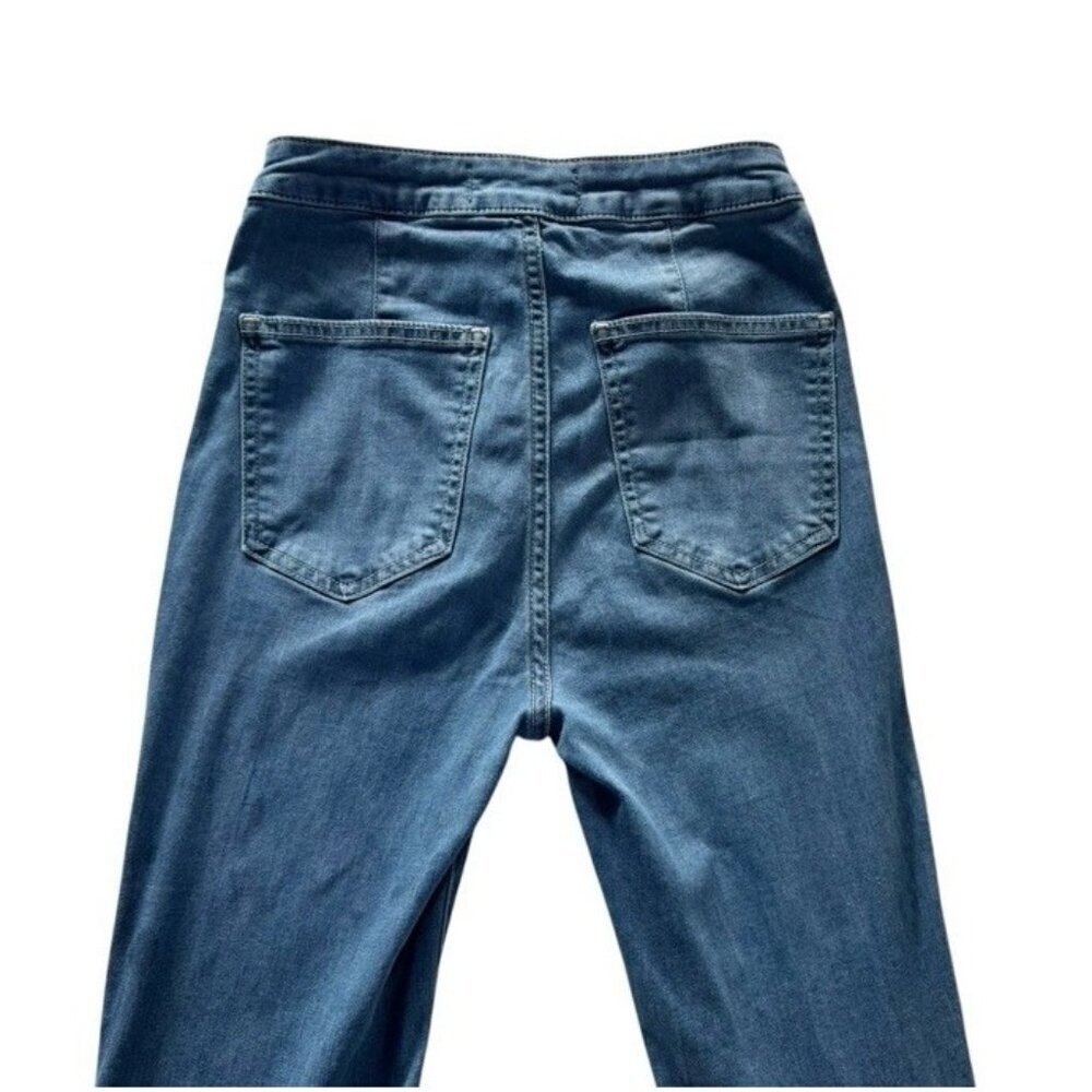 We The Free People Women's Sz 26 Just Float On Flare Bell Bottom Raw Hem Jeans - Picture 6 of 14